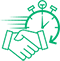 Green icon of a house with a dollar symbol above it, representing Sell House Fast.